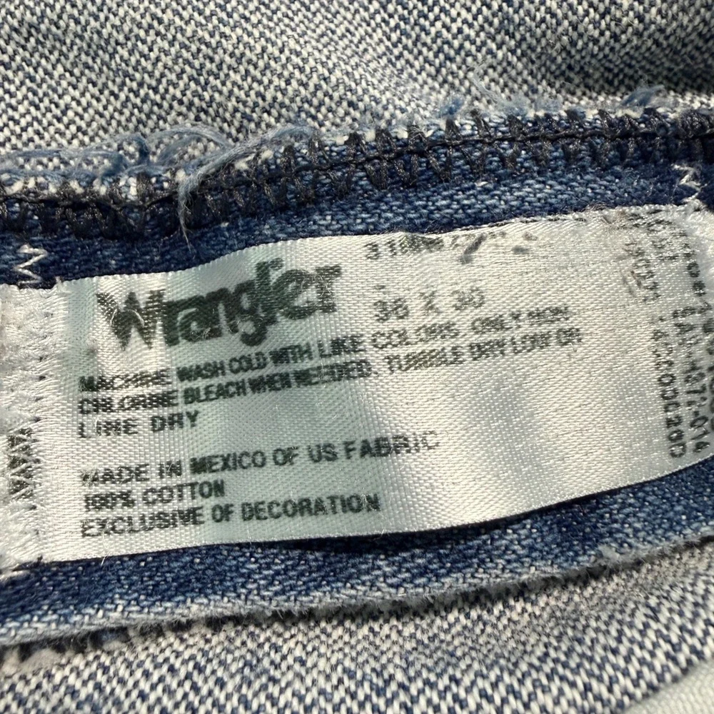 VTG Wrangler Relaxed Fit‎ Distressed Blue Denim Jeans Men's 36 x 30 Coboy Rodeo - Picture 5 of 11
